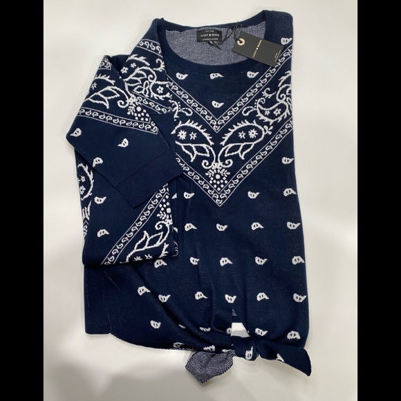 Lucky Brand blue bandanna print sweater NWT. - Picture 5 of 7